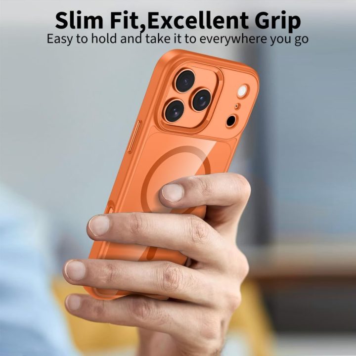 iPhone 17 Pro dėklas permatomas oranžinis MagMat