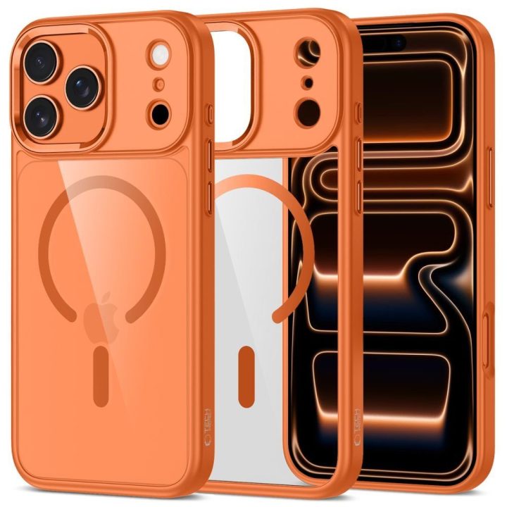 iPhone 17 Pro dėklas permatomas oranžinis MagMat