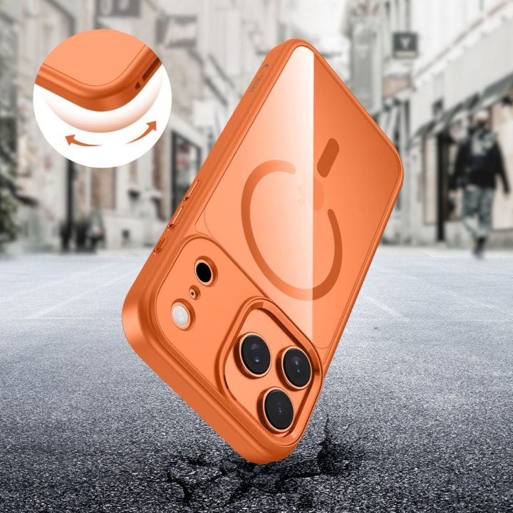 iPhone 17 Pro dėklas permatomas oranžinis MagMat