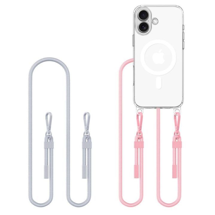 iPhone 16 dėklas permatomas su grandinėle (2 vnt.) Flexair