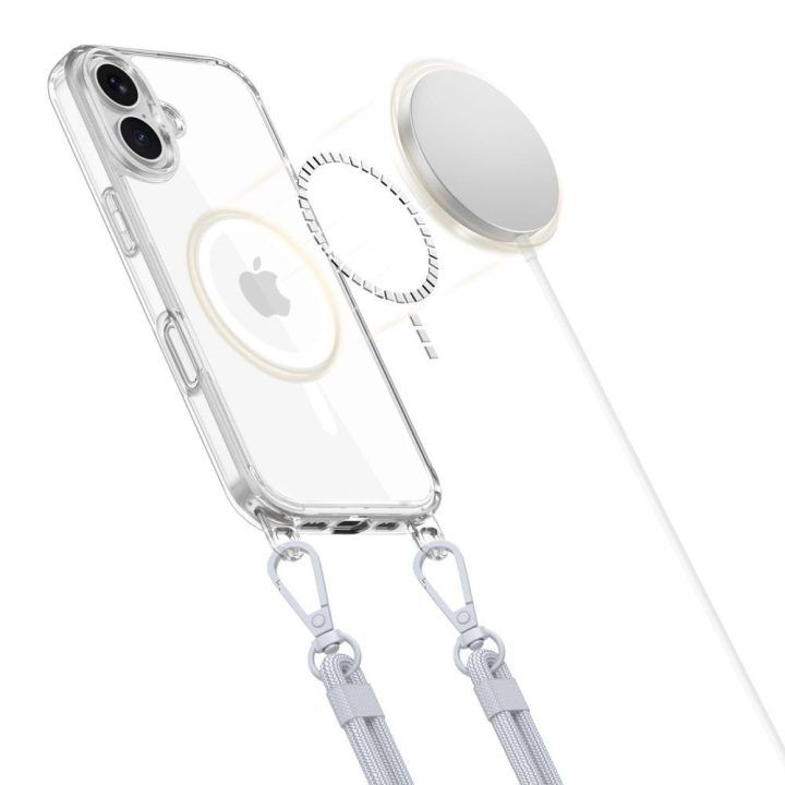 iPhone 16 dėklas permatomas su grandinėle (2 vnt.) Flexair