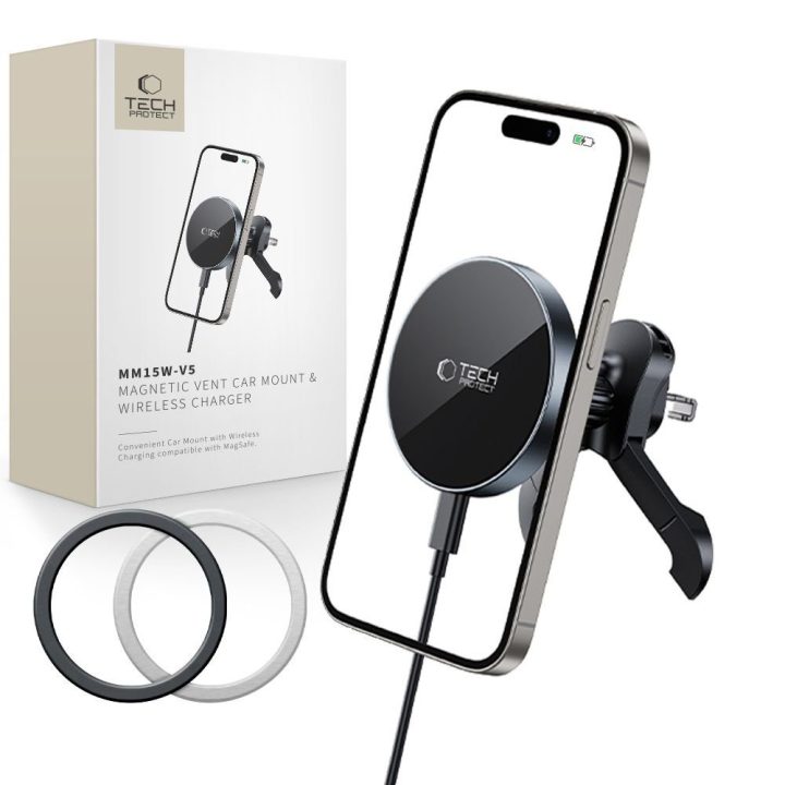 Automobilinis magnetinis telefono laikiklis MagSafe juodas MM15W-V5