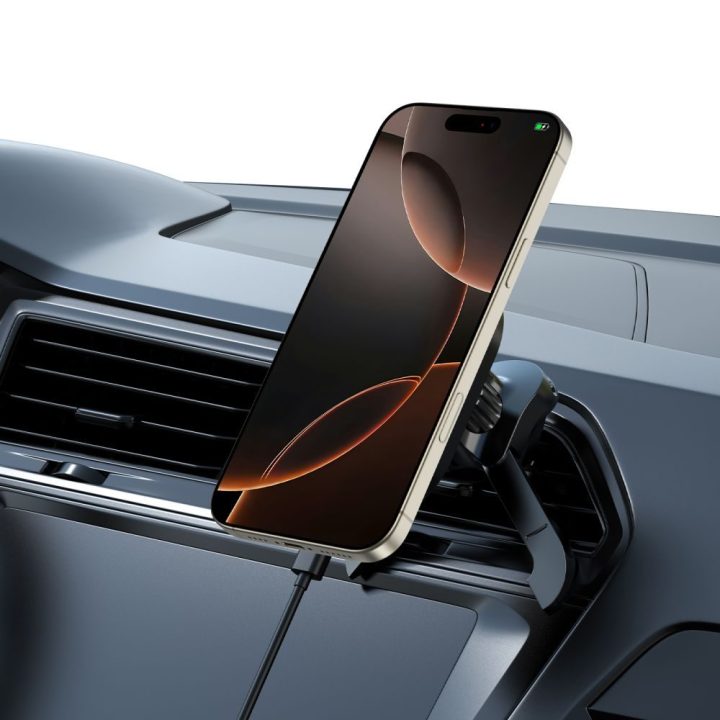 Automobilinis magnetinis telefono laikiklis MagSafe juodas MM15W-V5
