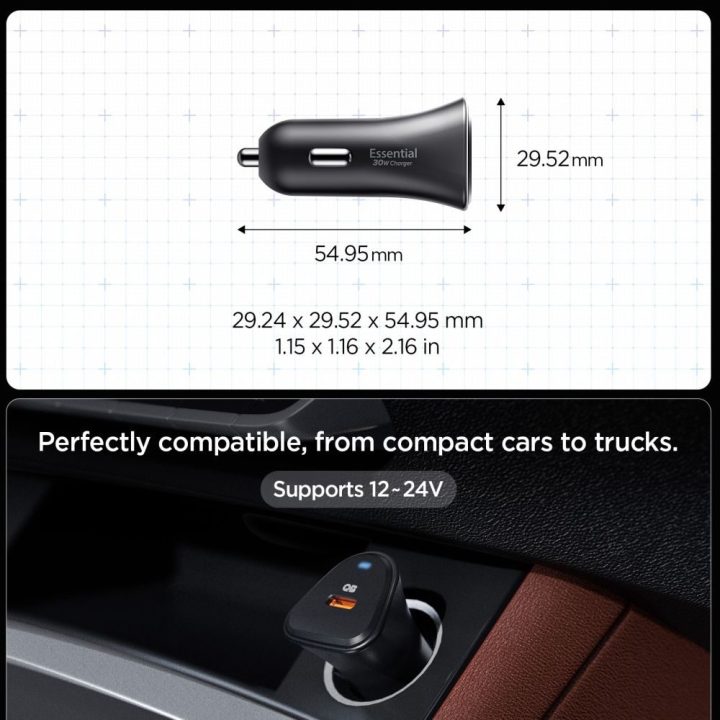 Automobilinis įkroviklis juodas 30W Spigen