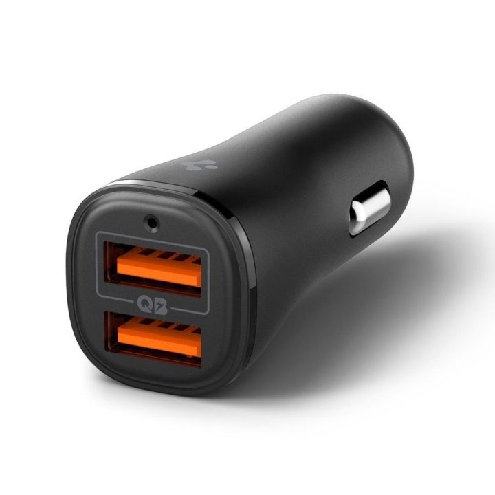 Automobilinis įkroviklis juodas 30W (2 jungtys) Spigen