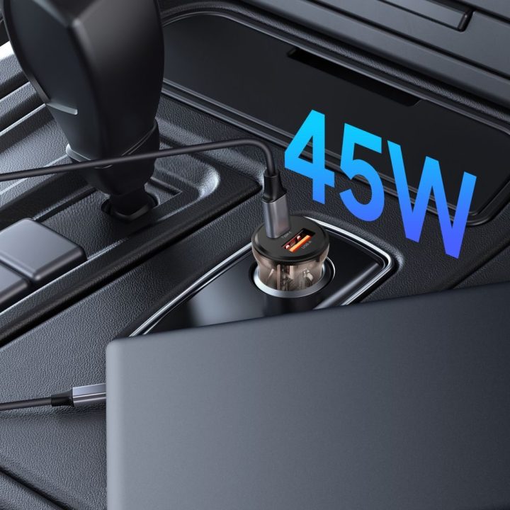 Automobilinis įkroviklis USB-A / USB-C juodas 45W CC01