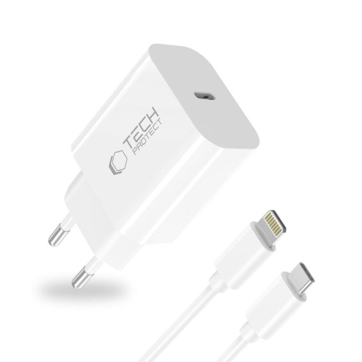 Kroviklis sieninis baltas su 100 cm USB-C / Lightning laidu NC20W Baseus
