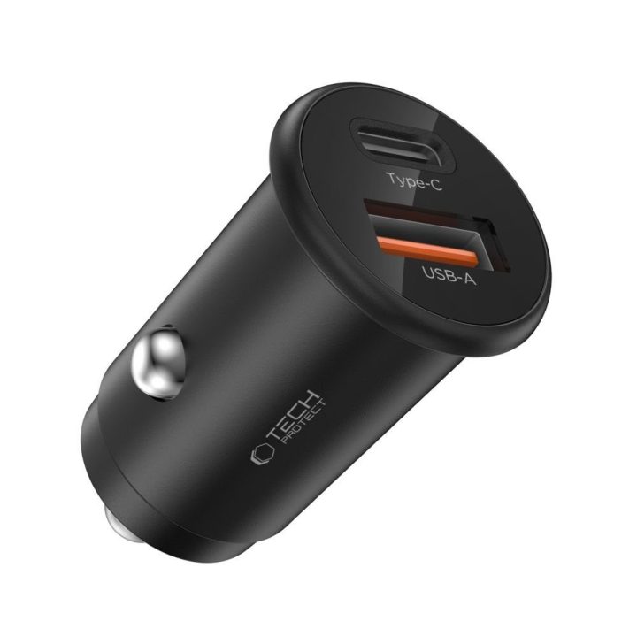 Automobilinis įkroviklis 35W juodas su USB-C ir USB-A