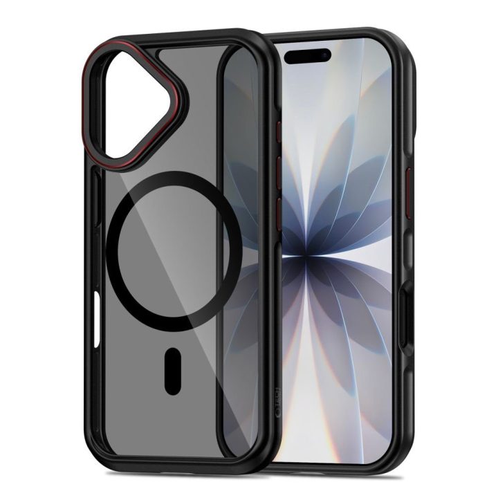 iPhone 17 dėklas magnetinis juodas ir raudonas MagHybrid