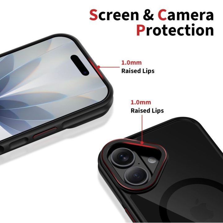 iPhone 17 dėklas magnetinis juodas ir raudonas MagHybrid