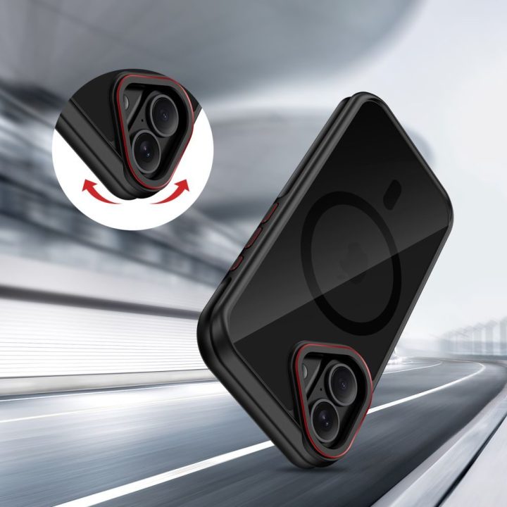 iPhone 17 dėklas magnetinis juodas ir raudonas MagHybrid