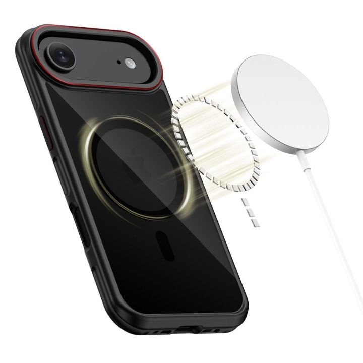 iPhone Air dėklas magnetinis juodas ir raudonas MagHybrid