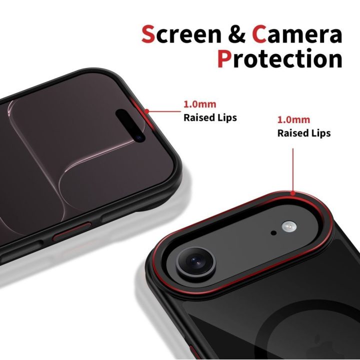 iPhone Air dėklas magnetinis juodas ir raudonas MagHybrid
