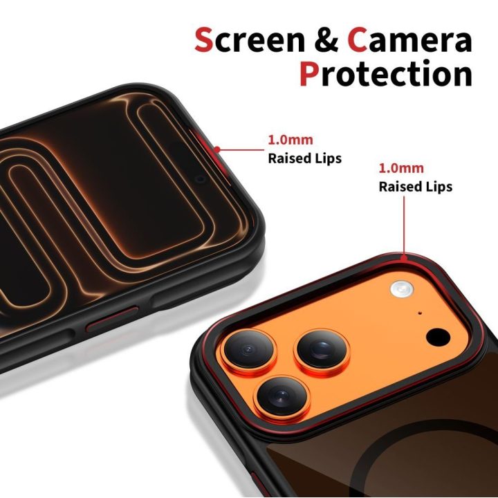 iPhone 17 Pro dėklas juodas ir raudonas MagHybrid
