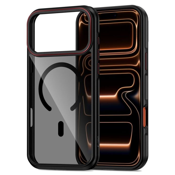 iPhone 17 Pro dėklas juodas ir raudonas MagHybrid