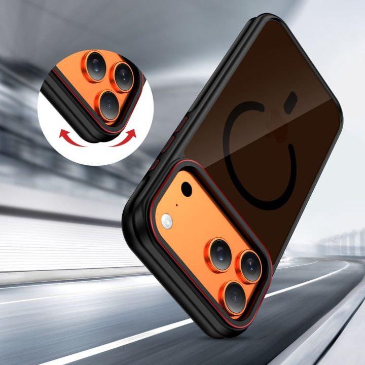 iPhone 17 Pro dėklas juodas ir raudonas MagHybrid