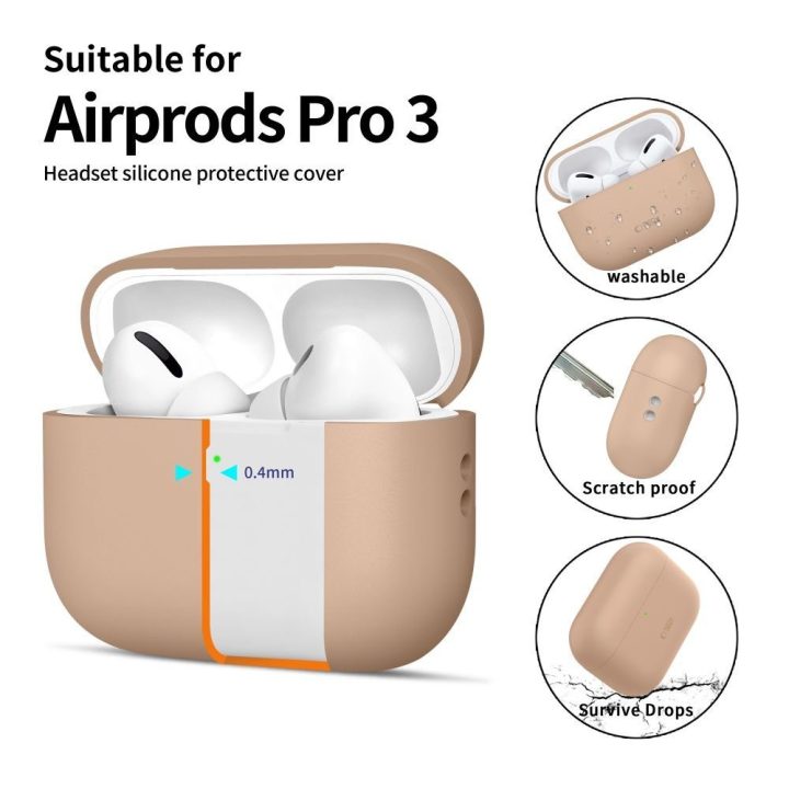 AirPods Pro 3 dėklas silikoninis smėlio spalvos