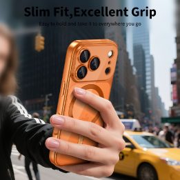 iPhone 17 Pro telefono dėklas permatomas oranžinis MagFlex