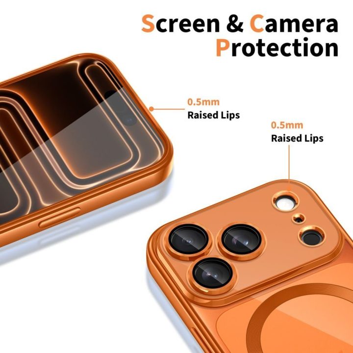 iPhone 17 Pro telefono dėklas permatomas oranžinis MagFlex