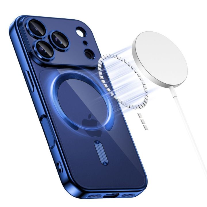 iPhone 17 Pro Max telefono dėklas skaidrus tamsiai mėlynas MagFlex