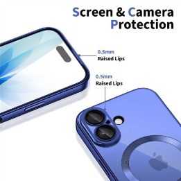 iPhone 17 telefono dėklas skaidrus tamsiai mėlynas MagFlex