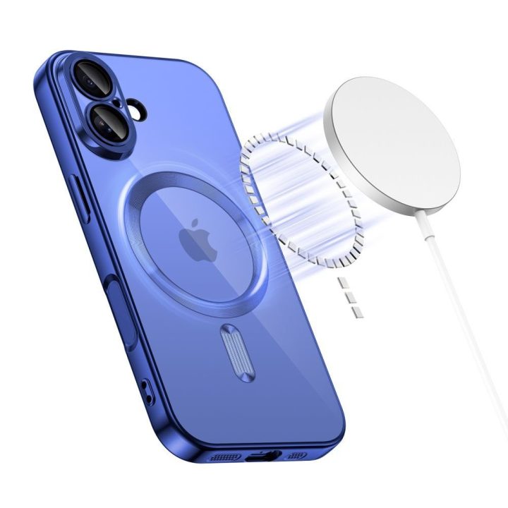iPhone 17 telefono dėklas skaidrus tamsiai mėlynas MagFlex