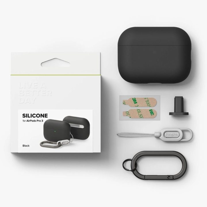 Dėklas silikoninis AirPods Pro 3 juodas Ringke