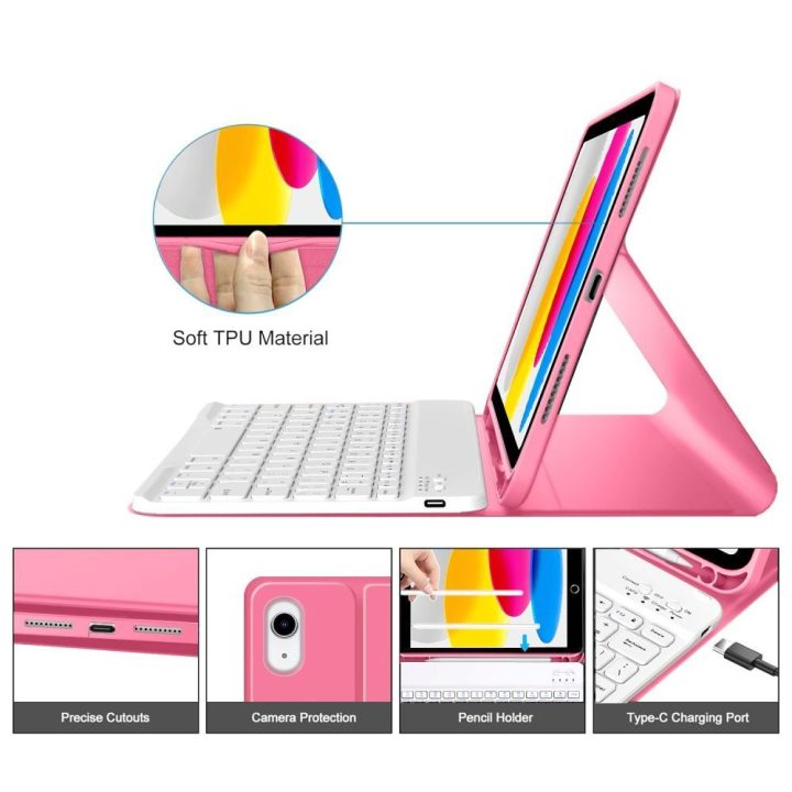 iPad 10.9 / 11 dėklas su pieštuko laikikliu rožinis SC