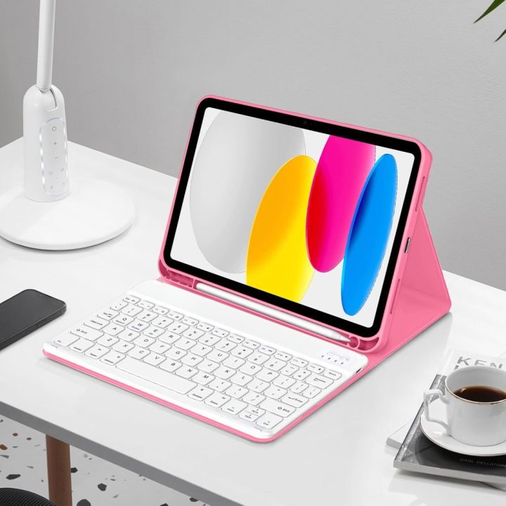 iPad 10.9 / 11 dėklas su pieštuko laikikliu rožinis SC