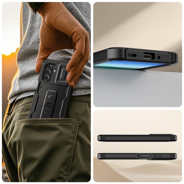 Samsung Galaxy A17 telefono dėklas juodas Kevlar Cam+