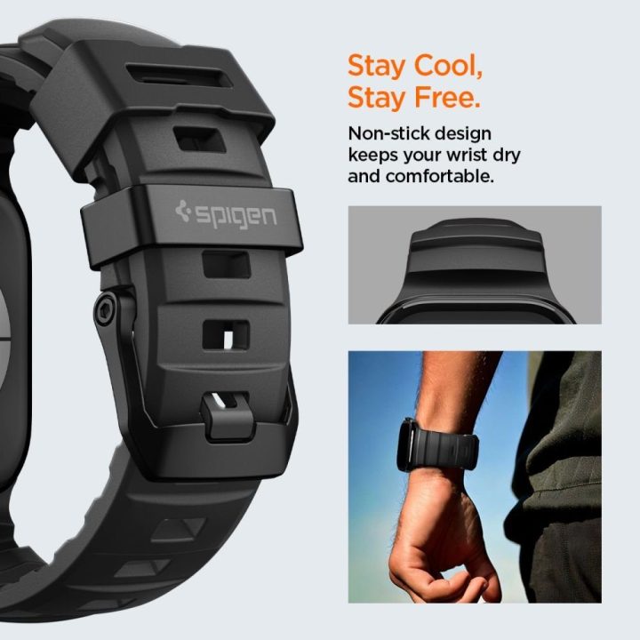 Dirželis Apple Watch 44 / 45 / 46 / 49 mm juodas Spigen