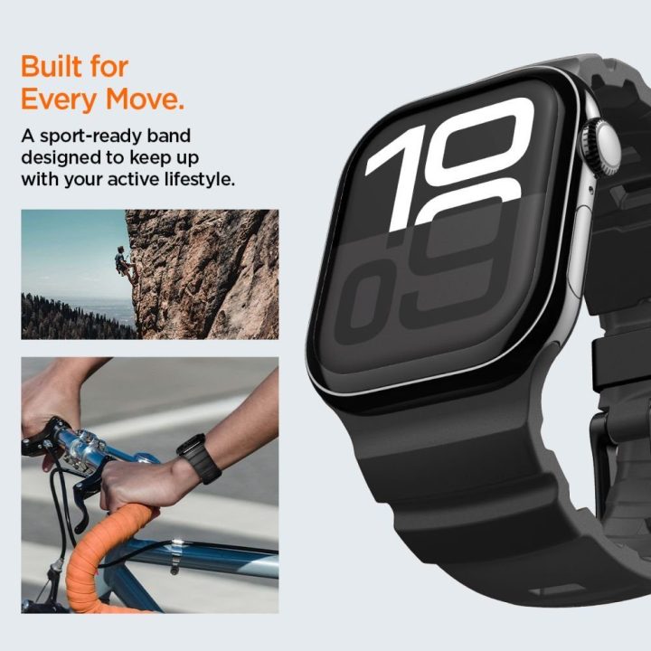 Dirželis Apple Watch 44 / 45 / 46 / 49 mm juodas Spigen
