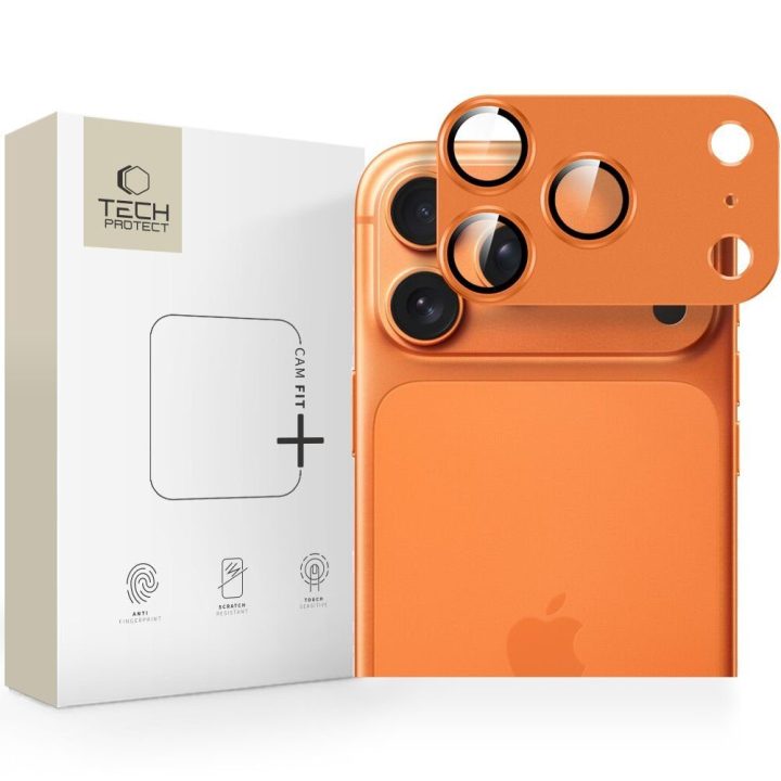 iPhone 17 Pro Max kameros stikliukas oranžinis Camfull