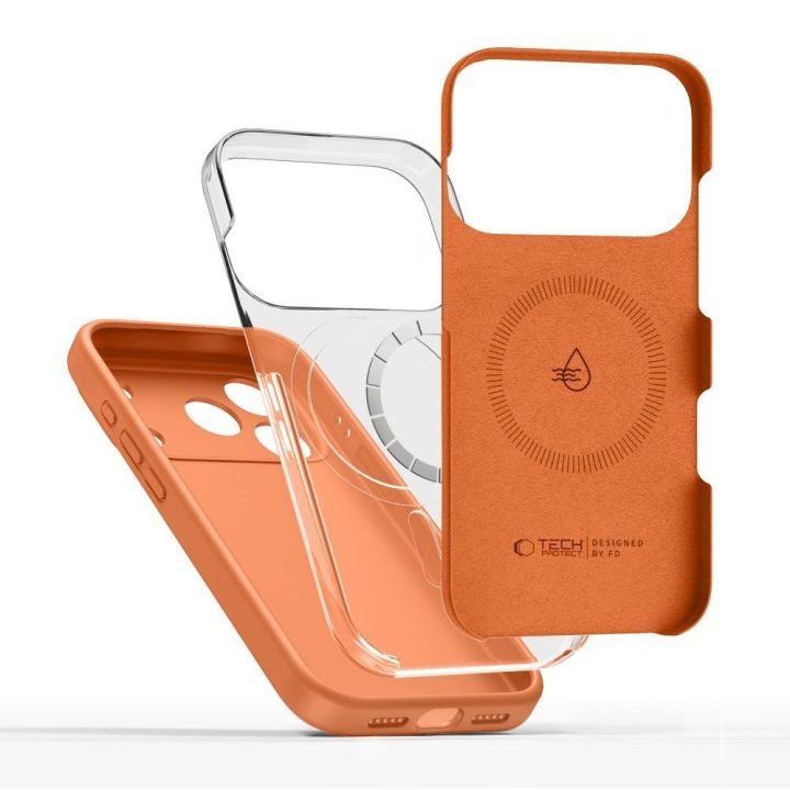 iPhone 17 Pro Max silikoninis dėklas su MagSafe oranžinis
