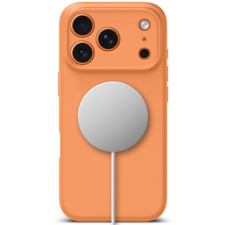 iPhone 17 Pro Max silikoninis dėklas su MagSafe oranžinis