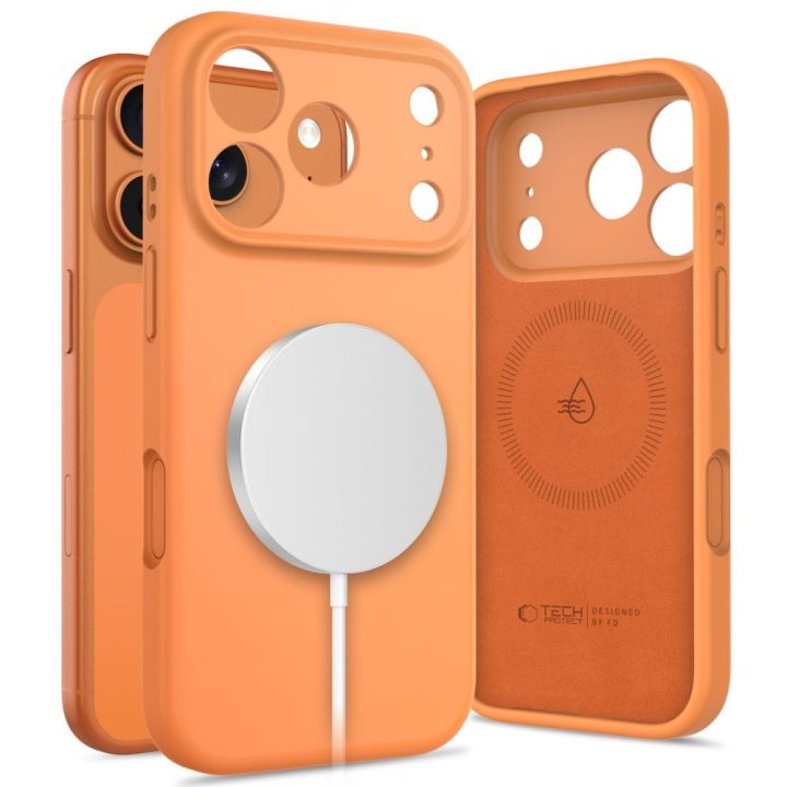 iPhone 17 Pro Max silikoninis dėklas su MagSafe oranžinis