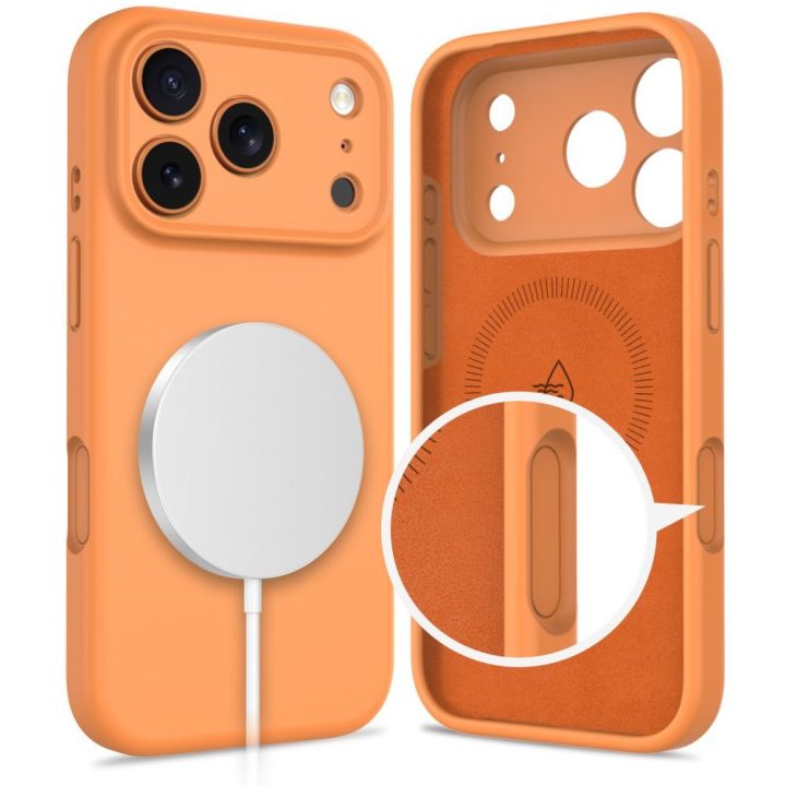 iPhone 17 Pro Max silikoninis dėklas su MagSafe oranžinis