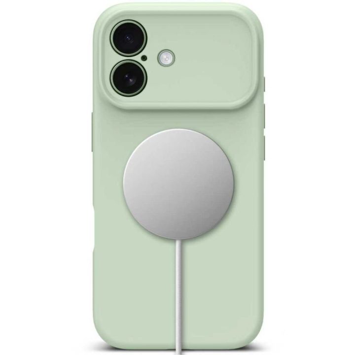 iPhone 17 silikoninis dėklas su MagSafe žalias
