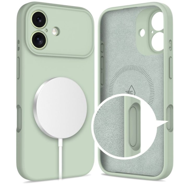 iPhone 17 silikoninis dėklas su MagSafe žalias
