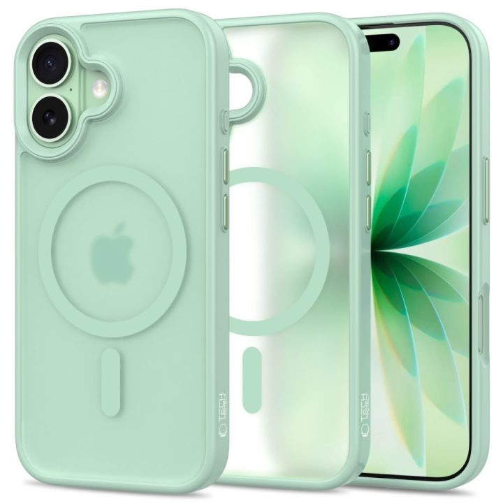 iPhone 17 telefono dėklas permatomas žalsvas MagMat