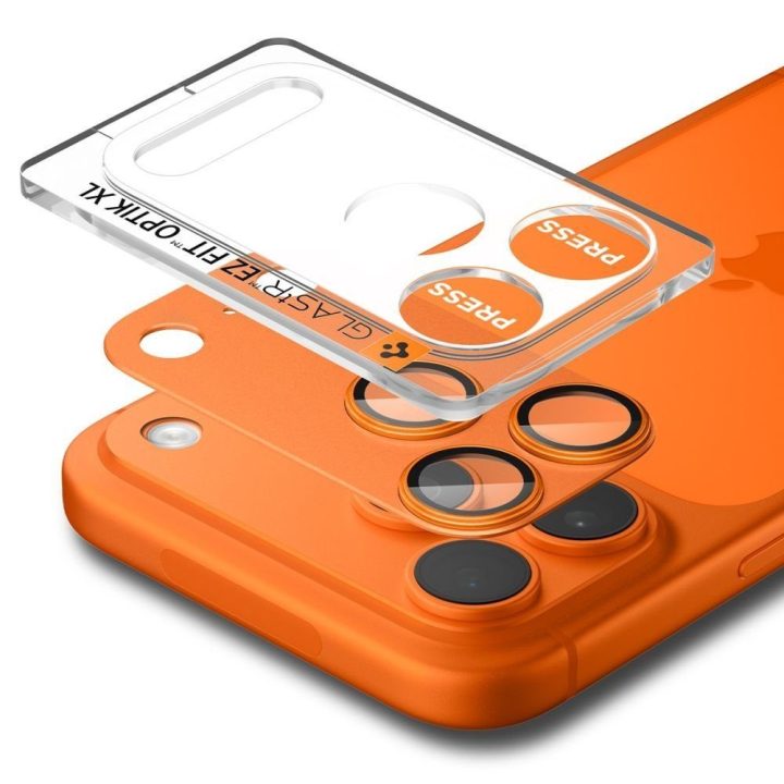 iPhone 17 Pro Max kameros stiklas oranžinis Spigen