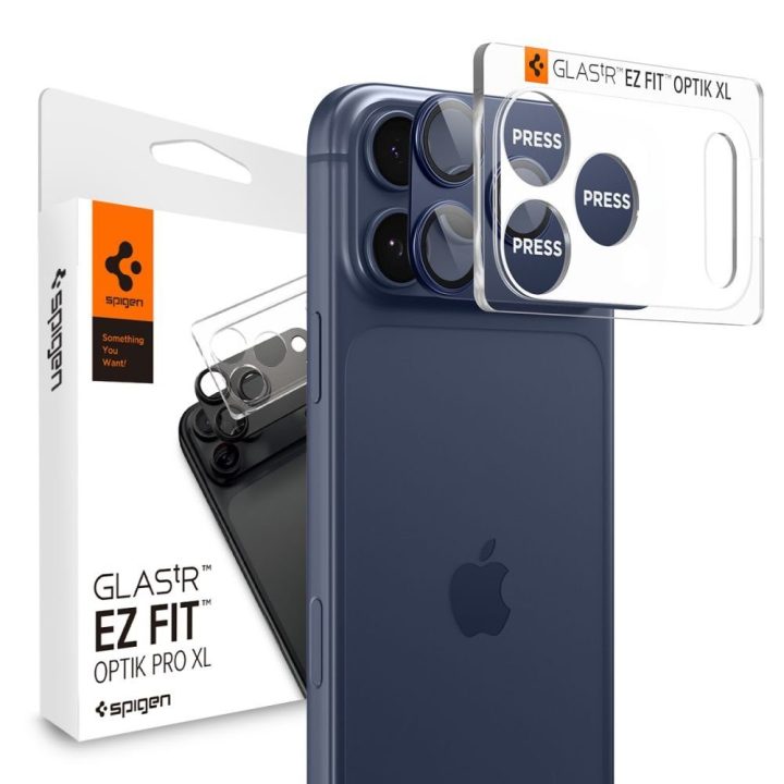 iPhone 17 Pro Max kameros stikliukas mėlynas Spigen