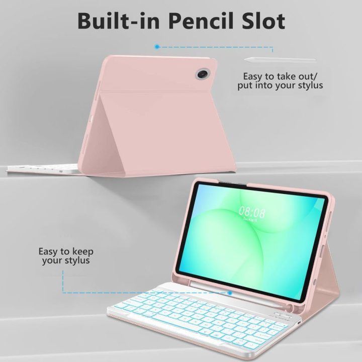 Samsung Galaxy Tab A9 / A11 8.7 dėklas rožinis SC Pen Case