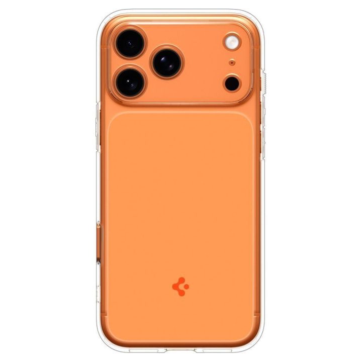 iPhone 17 Pro dėklas skaidriai oranžinis Spigen