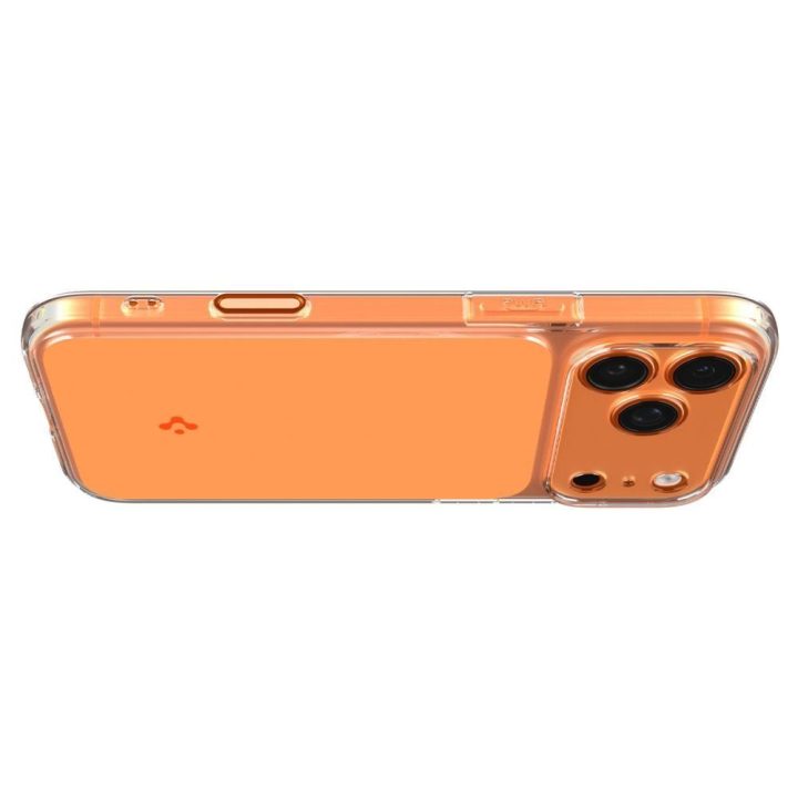 iPhone 17 Pro dėklas skaidriai oranžinis Spigen