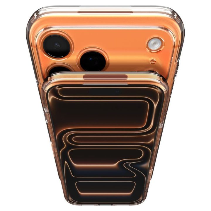 iPhone 17 Pro dėklas skaidriai oranžinis Spigen