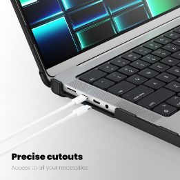 Dėklas MacBook Pro 14 (2021–2025) juodas ir permatomas SmartShell Pro