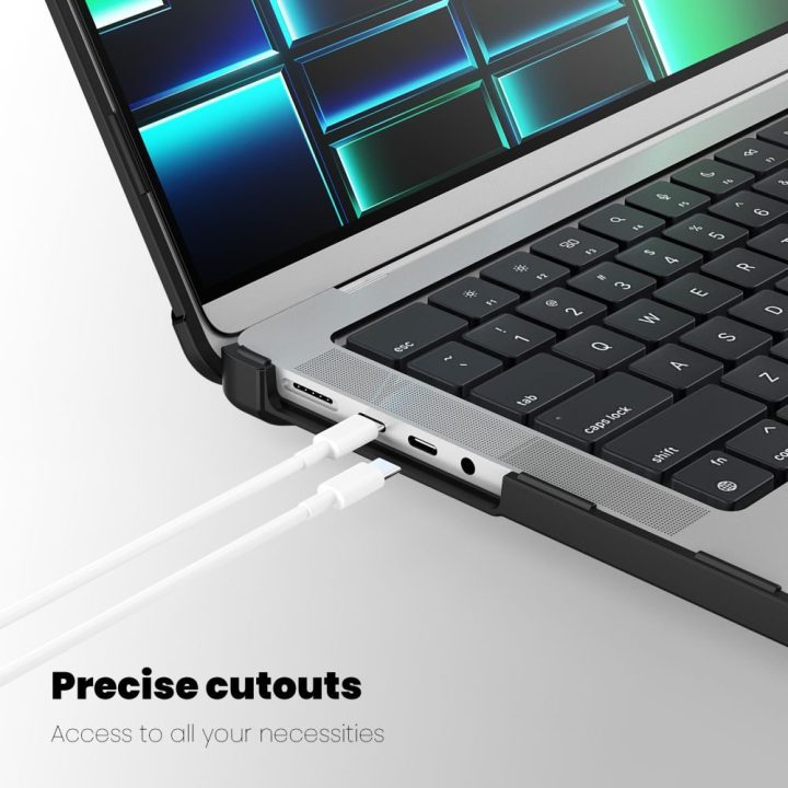 Dėklas MacBook Pro 14 (2021–2025) juodas ir permatomas SmartShell Pro