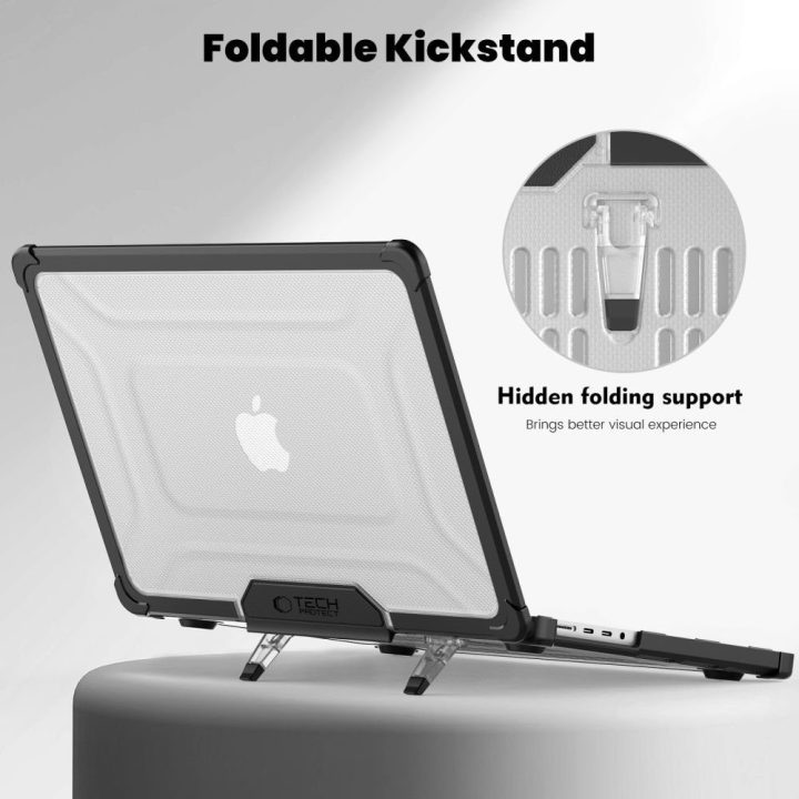 Dėklas MacBook Pro 14 (2021–2025) juodas ir permatomas SmartShell Pro
