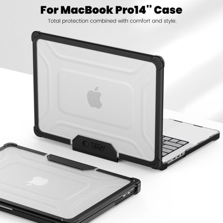 Dėklas MacBook Pro 14 (2021–2025) juodas ir permatomas SmartShell Pro